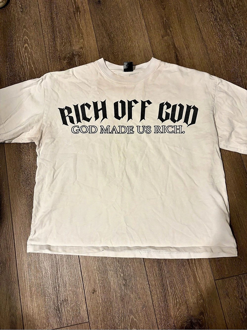 Rich Off God Made Us Rich Graphic Tee Cream Large
